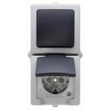 KOPP NAUTIC COMBI WISSEL SCHAKELAAR VERTICAAL GRIJS IP44 OPBOUW KOPP NAUTIC COMBI WISSEL SCHAKELAAR VERTICAAL GRIJS IP44 OPBOUW