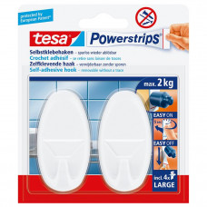 2X TESA POWERSTRIPS HAAK GROOT OVAAL WIT 2X TESA POWERSTRIPS HAAK GROOT OVAAL WIT