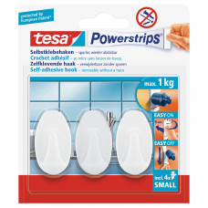 3X TESA POWERSTRIPS HAAK KLEIN OVAAL WIT