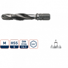 HSS-G COMBI-BOOR/TAP-BIT 1/4''-C6.3, M4 HSS-G COMBI-BOOR/TAP-BIT 1/4''-C6.3, M4