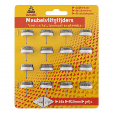 20MM MEUBEL- VILTGLIJDER+ NAGEL GRIJS (16 STUKS) 20MM MEUBEL- VILTGLIJDER+ NAGEL GRIJS (16 STUKS)