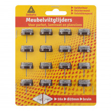 20MM MEUBEL- VILTGLIJDER+ NAGEL BRUIN (16 STUKS) 20MM MEUBEL- VILTGLIJDER+ NAGEL BRUIN (16 STUKS)