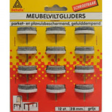 28MM MEUBEL- VILTGLIJDER+ NAGEL GRIJS (12 STUKS) 28MM MEUBEL- VILTGLIJDER+ NAGEL GRIJS (12 STUKS)