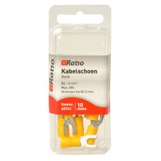 10X GEEL KABELSCHOEN VORK 4MM 4-6MM² 10X GEEL KABELSCHOEN VORK 4MM 4-6MM²