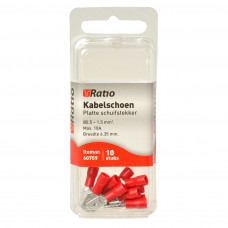 10X ROOD KABELSCHOEN VLAKSTEKKER 0,5-1,5MM² 10X ROOD KABELSCHOEN VLAKSTEKKER 0,5-1,5MM²
