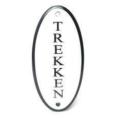 EMAILLE OVAAL NAAMBORD TREKKEN 10X5CM