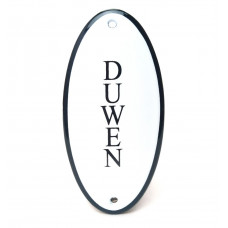 EMAILLE OVAAL NAAMBORD DUWEN 10X5CM