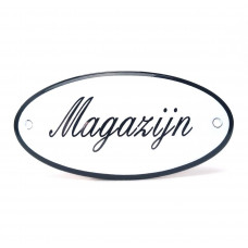 EMAILLE OVAAL NAAMBORD MAGAZIJN 10X5CM