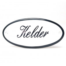 EMAILLE OVAAL NAAMBORD KELDER 10X5CM