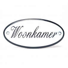 EMAILLE OVAAL NAAMBORD WOONKAMER 10X5CM