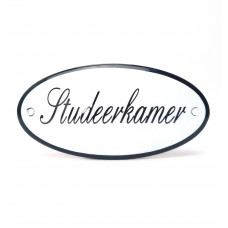 EMAILLE OVAAL NAAMBORD STUDEERKAMER 10X5CM