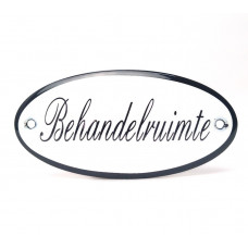 EMAILLE OVAAL NAAMBORD BEHANDELRUIMTE 10X5CM
