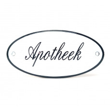 EMAILLE OVAAL NAAMBORD APOTHEEK 10X5CM