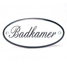 EMAILLE OVAAL NAAMBORD BADKAMER 10X5CM