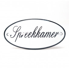 EMAILLE OVAAL NAAMBORD SPREEKKAMER 10X5CM