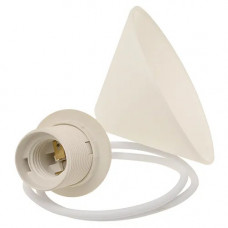 SNOERPENDEL+ PLAFONDPLAAT +FITTING E27 WIT