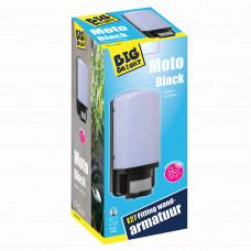 BIG BRIGHT BUITENLAMP MOTO ZWART E27 + IR BEWEGINGSMELDER BIG BRIGHT BUITENLAMP MOTO ZWART E27 + IR BEWEGINGSMELDER