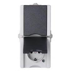 KOPP PRO-AQUA WANDCONTACTDOOS 2V VERTICAAL GRIJS IP44 OPBOUW KOPP PRO-AQUA WANDCONTACTDOOS 2V VERTICAAL GRIJS IP44 OPBOUW