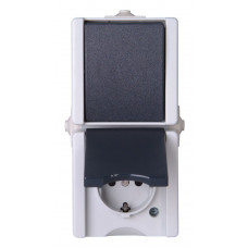 KOPP PRO-AQUA COMBI +WISSEL SCHAKELAAR VERTICAAL GRIJS IP44 OPBOUW KOPP PRO-AQUA COMBI +WISSEL SCHAKELAAR VERTICAAL GRIJS IP44 OPBOUW