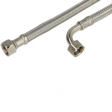 39) 3/8"BI X 3/8"BI HAAKS 30CM FLEX. METALEN AANSLUIT SLANG KIWA
