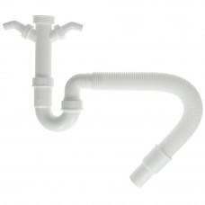 SIFON 1½" +FLEXIBELE AFVOER 40/50MM +2X MACHINE AANSLUITING