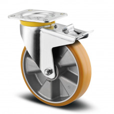 ZWENKWIEL EXTRA ZWAAR GEREMD 125MM PLAAT +POLY-URETHAAN BAND +ALUMINIUM VELG 500KG