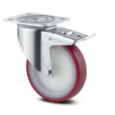 ZWENKWIEL 125MM +REM POLYAMIDE WIT + PU LOOPVLAK ROOD PLAAT 200KG ZWENKWIEL 125MM +REM POLYAMIDE WIT + PU LOOPVLAK ROOD PLAAT 200KG