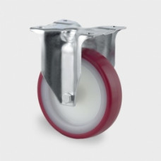 BOKWIEL 100MM POLYAMIDE WIT + PU LOOPVLAK ROOD PLAAT 160KG