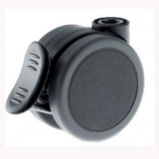 DUBBEL ZWENKWIEL +REM 50KG KUNSTSTOF 75MM RUBBER GRIJS