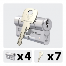 MC MATRIX 4X CILINDER 32-32MM GELIJKSLUITEND SKG 2 ** / NIKKEL +7 METALEN SLEUTELS