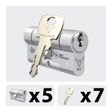 MC MATRIX 5X CILINDER 32-32MM GELIJKSLUITEND SKG 2 ** / NIKKEL +7 METALEN SLEUTELS