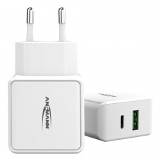 ANSMANN USB + USB-C DUO LADER WIT 20W ANSMANN USB + USB-C DUO LADER WIT 20W