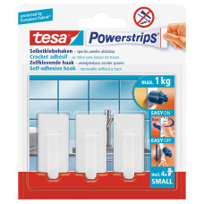 3X TESA POWERSTRIPS HAAK KLEIN RECHTHOEKIG WIT