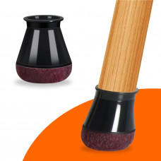 FLOOQ STOELPOOTDOP MET VILT 'FELINE' ROND 14-20MM ZWART (8X)