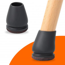 FLOOQ STOELPOOTDOP MET VILT 'FLOOR' ROND 22-28MM ZWART (8X)