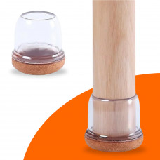 FLOOQ STOELPOOTDOP MET VILT 'FIEN' ROND 19-25MM TRANSPARANT (8X)