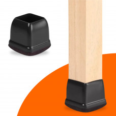 FLOOQ STOELPOOTDOP MET VILT 'FRANZ' VIERKANT 19-25MM ZWART (8X)