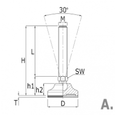RVS STELVOET +KOGELGEWRICHT 40MM - M8X50MM RVS STELVOET +KOGELGEWRICHT 40MM - M8X50MM