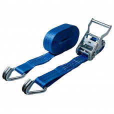 SPANBAND 7 MTR/35MM BLAUW 2DLG +HAKEN +RATEL 1000KG
