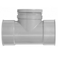 110MM PVC ONTSTOPPINGS T-STUK 90GRD +SCHROEFDOP 2XLM