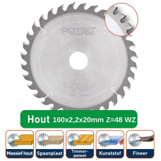 ROTEC HM CIRKELZAAGBLAD 160X2,2X20MM Z=48 WZ ROTEC HM CIRKELZAAGBLAD 160X2,2X20MM Z=48 WZ