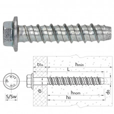 BETONSCHROEF VERZINKT ZESKANT SW10 M6X50MM BETONSCHROEF VERZINKT ZESKANT SW10 M6X50MM