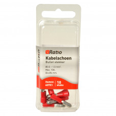 10X ROOD KABELSCHOEN RONDSTEKKER 0,5-1,5MM²