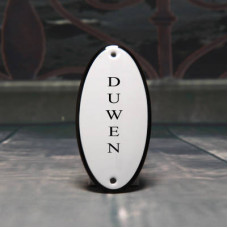 EMAILLE OVAAL NAAMBORD DUWEN 10X5CM