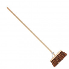 BEZEM NATUURVEZEL BRUIN 28CM INCL. STEEL 140CM