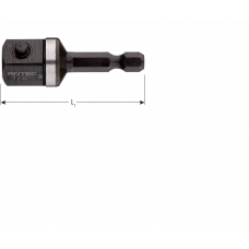 ADAPTER 1/4" 6-KANT NAAR 1/2" 4-KANT L=50MM