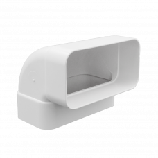 90° VERTICALE BOCHT 150X75MM WIT KUNSTSTOF VENTILATIEBUIS VLAKKANAAL
