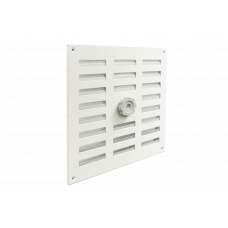 SCHUIFROOSTER ALUMINIUM M/GAAS 300X300MM WIT