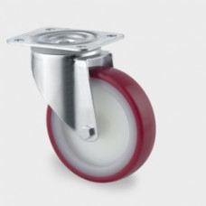 ZWENKWIEL 100MM POLYAMIDE WIT + PU LOOPVLAK ROOD PLAAT 200KG ZWENKWIEL 100MM POLYAMIDE WIT + PU LOOPVLAK ROOD PLAAT 200KG